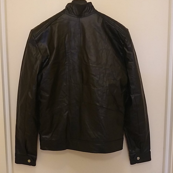 Men's Black Leather Biker Jacket - Small - Picture 3 of 6